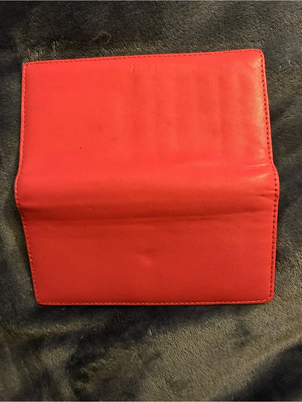 Coach Coral-Pink Leather Continental Wallet with Gold Logo